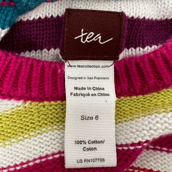 Tea Collection Multicolor Tunic Knit Dress Rainbow Stripes Size 6 Girls - Picture 5 of 6